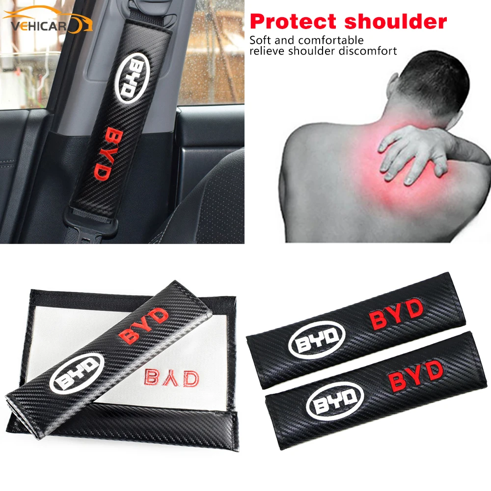 

VEHICAR 2PCS Seat Belt Covers for BYD CarbonFiber Car Seat Belt Cover Shoulder Pad Safety Belt Pads for Driver