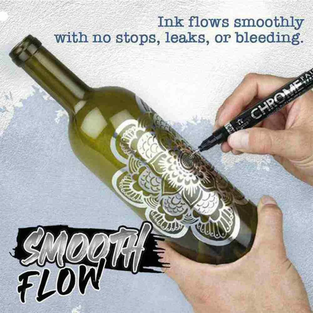 

Silver Mirror Marker Paint Water-base Marker Pen for Ceramics Glass Fabric Leather Dark Paper Painting Doodling DIY Arts Crafts