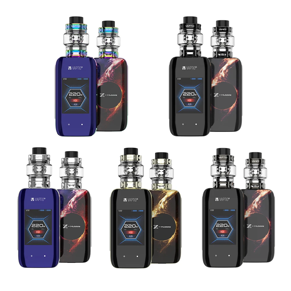 Gift Coils! Vape MOD 220W KIT VAPTIO X-HUBBLE 5.0ml tank touch Screen long last and huge power battery e-cigarette Vaporizer | Электронные