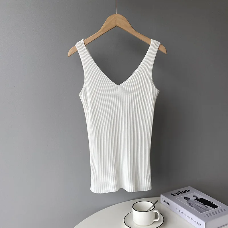 

Women Hook Tank solid Stitching V-neck Camis Female Knitted Short Slim Sleeveless Shirt Tank Casual Tops top women crop top