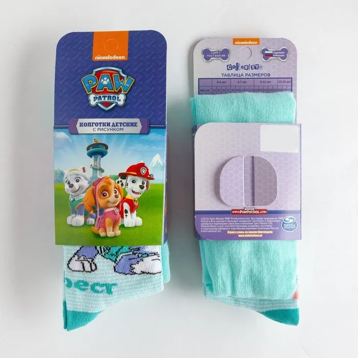 Колготки PAW PATROL "Эверест" мятный рост 104-110 см колготки компрессионные