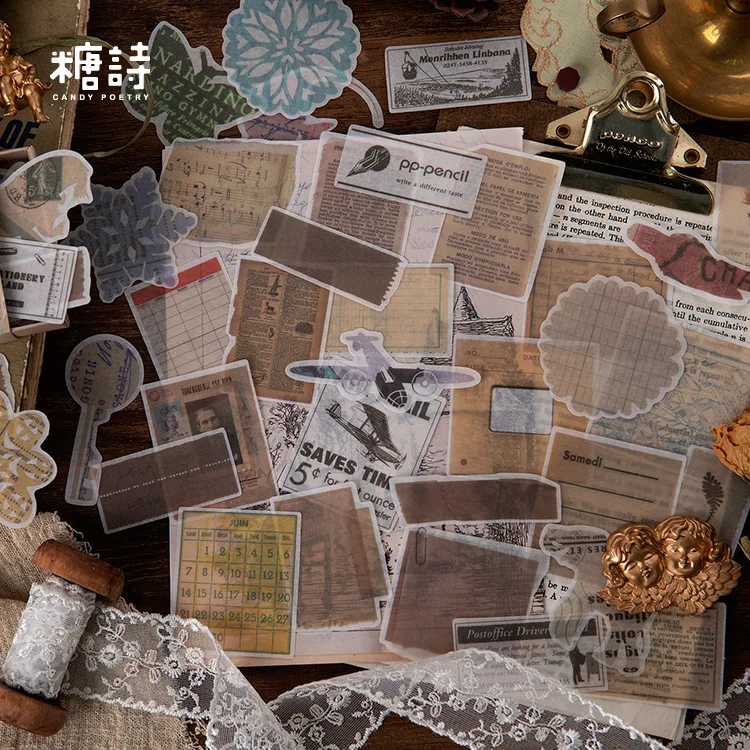 80pcs/set Vintage Objects Journal Decorative Stickers Scrapbooking Stick Label Diary Stationery Album Matchbox | Канцтовары для