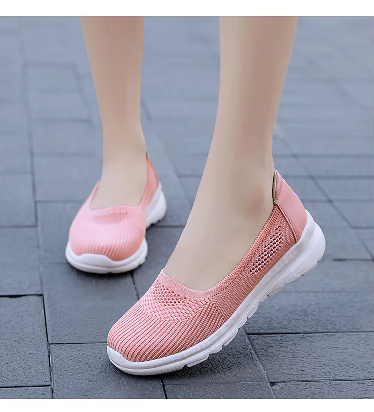 Fashion Women Mesh Flat shoes patchwork slip-on Cotton Casual shoes for woman Walking Solid color new Loafers Soft Shoes