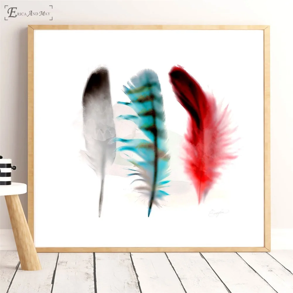 

Colorful Feather Ink Painted Vintage Poster Prints Oil Painting On Canvas Wall Art Murals Pictures For Living Room Decoration