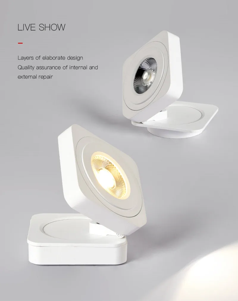 

Vouwen Cob Led Downlights 7W 10W 12W 15W Opbouw Led Lampen Plafond Spot Light 360 graden Rotatie Downlighters AC220V Living Room