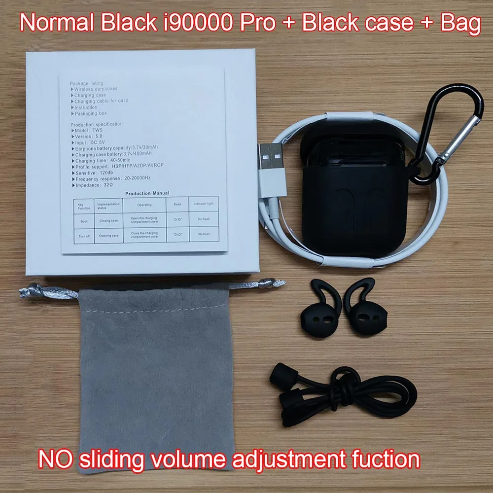 Normal All Black Новейший i90000 Pro Tws Air 2, беспроводной Bluetooth наушник с регулировкой громкости 8D, супер бас PK i50000 i5000 i9000TWS - Цвет: Normal All Black