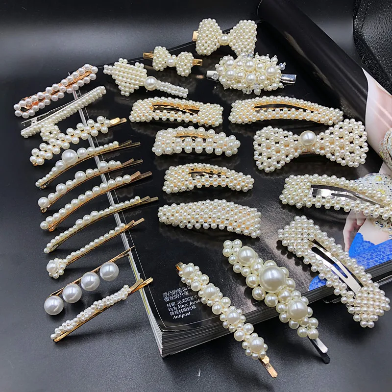 

New Heart Bow Pearl Hairpin Girl Clip Female Simple Hair Pin For Women Korean Jewelry Accessories 2020