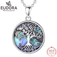 eudora new 925 sterling silver tree of life pendant necklace abalone shell jewelry elegant fashion party gift