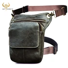 Роскошный мягкий поясной кошелек для мужчин из натуральной кожи, модная маленькая сумочка-мессенджер серого цвета, забавная сумка для ног, 211-1