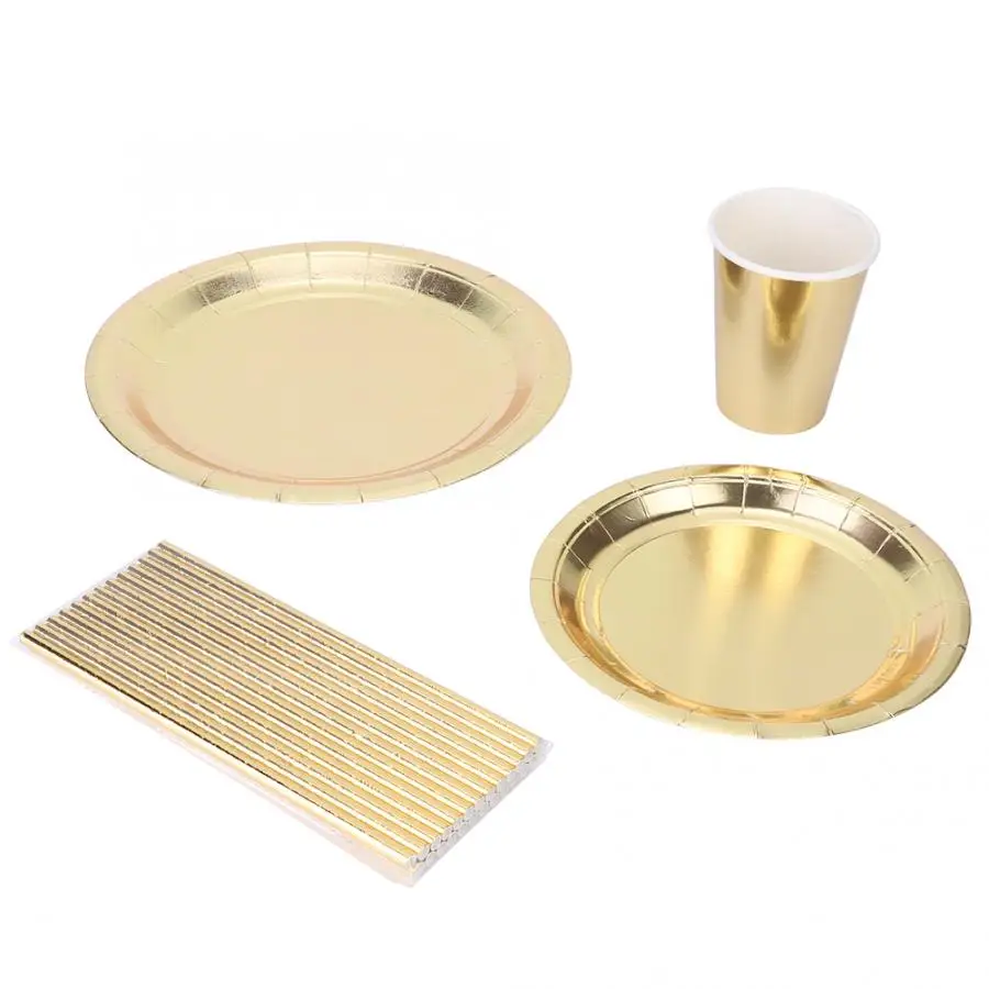 4 шт./компл. одноразовая посуда бытовой Золотое Тиснение бумажная бумажные