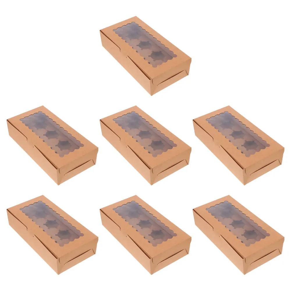 

10Pcs Cake Boxes Dessert Storage Boxes Cupcake Cases with Clear Windows