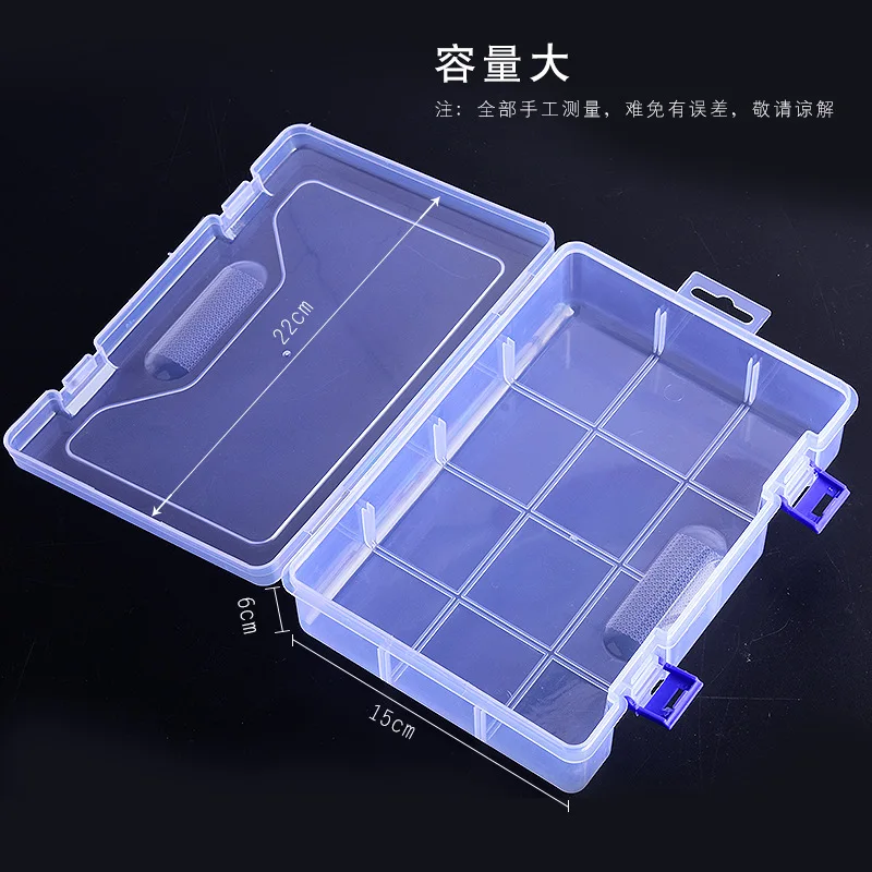 

Nail Tools Nail File Storage Box Large Size Rectangular Transparent Plastic Box Hardware Tool Penetration Box for Manicure Tools