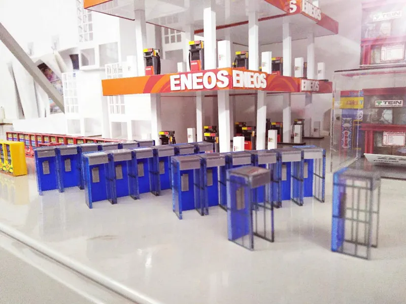 

1:64 car model Fujiwara tofu shop model parking lot scene toy public phone booth display accessories for children gifts