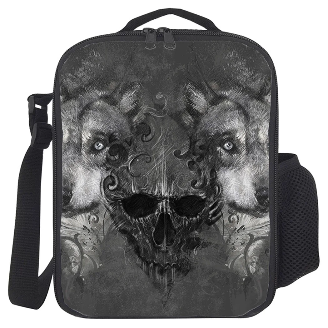 Новые сумки для обеда с изображением волка черепа диких животных путешествий на