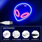 Настсветодиодный неоновые светильники с инопланетянином, неоновая вывеска с питанием от USB и аккумулятора, украшение для дома, настенное искусство, декор для спальни, украшение для вечеринки