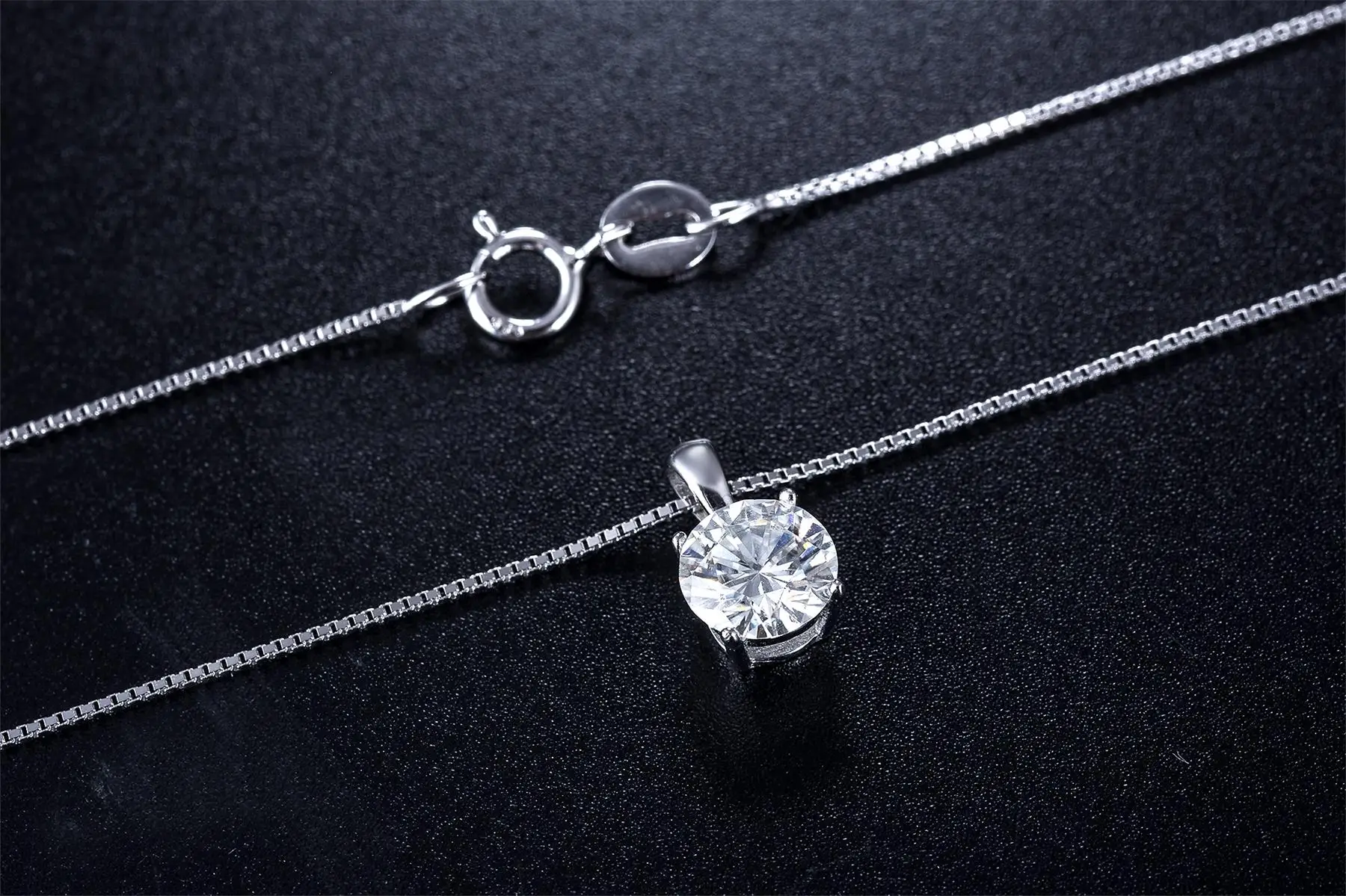 Kkmall магазин круглые серебряные подвески Moissanite 1.00ct Роскошные Подвески Moissanite серьги-гвоздики Moissanite ожерелья