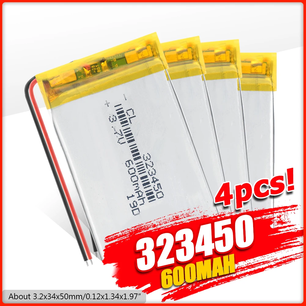 3 7 v 600 мА/ч 1/2/4 шт. 323450 литий полимерная батарея Вольт ли бо ионным lipo