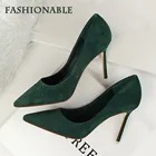 Модные и простые туфли на высоком каблуке-шпильке с закрытым носком и острым носком из замши, пикантные тонкие женские туфли, Женская Классическая обувь