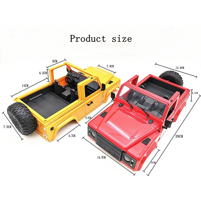 

2set D90 Car Body Shell with Tire for 1/12 MN D90 D91 D99 MN45 MN90 MN99S RC Car Parts Accessories,Yellow & Green