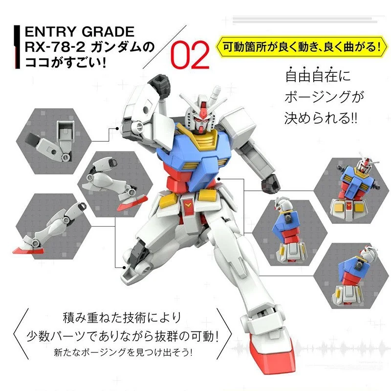 Модельный комплект Bandai Gundam Anime Figure EG 1/144 RX-78-2 White Devil Genuine Gunpla Action Toy.
