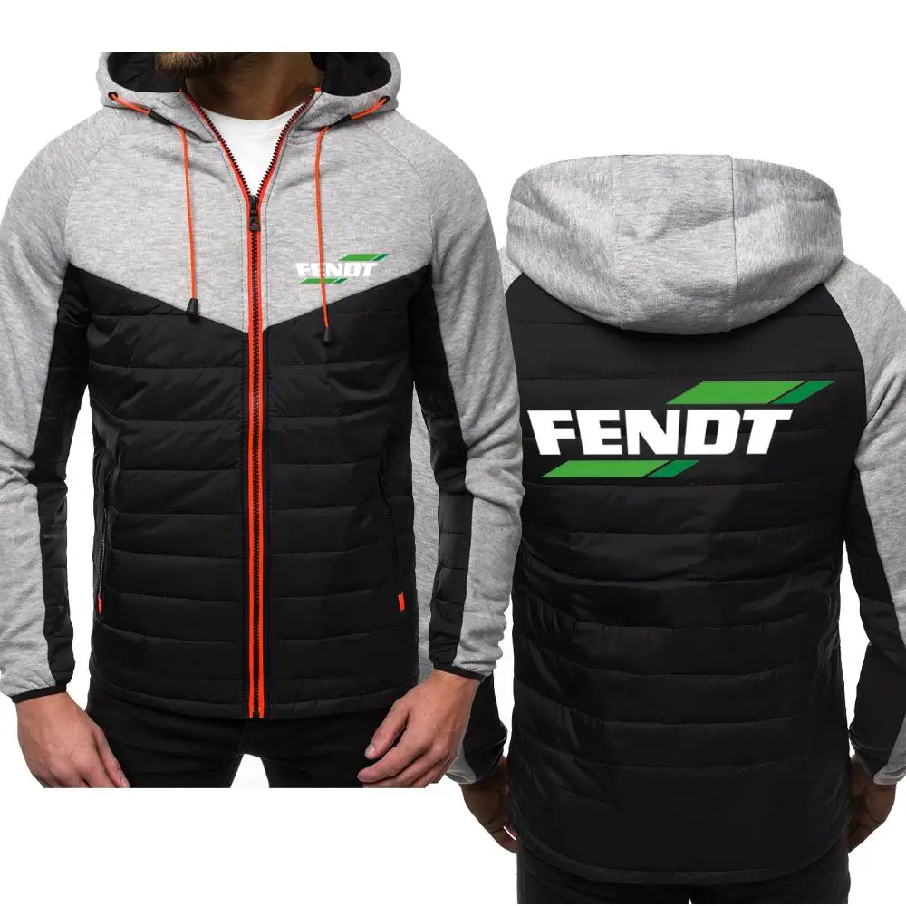

New Fashion Fendt Logo Hoody Spliced Jacket Men Spring Autumn Hoodies Casual Coat Hooded Fleece Sport Zipper Tops