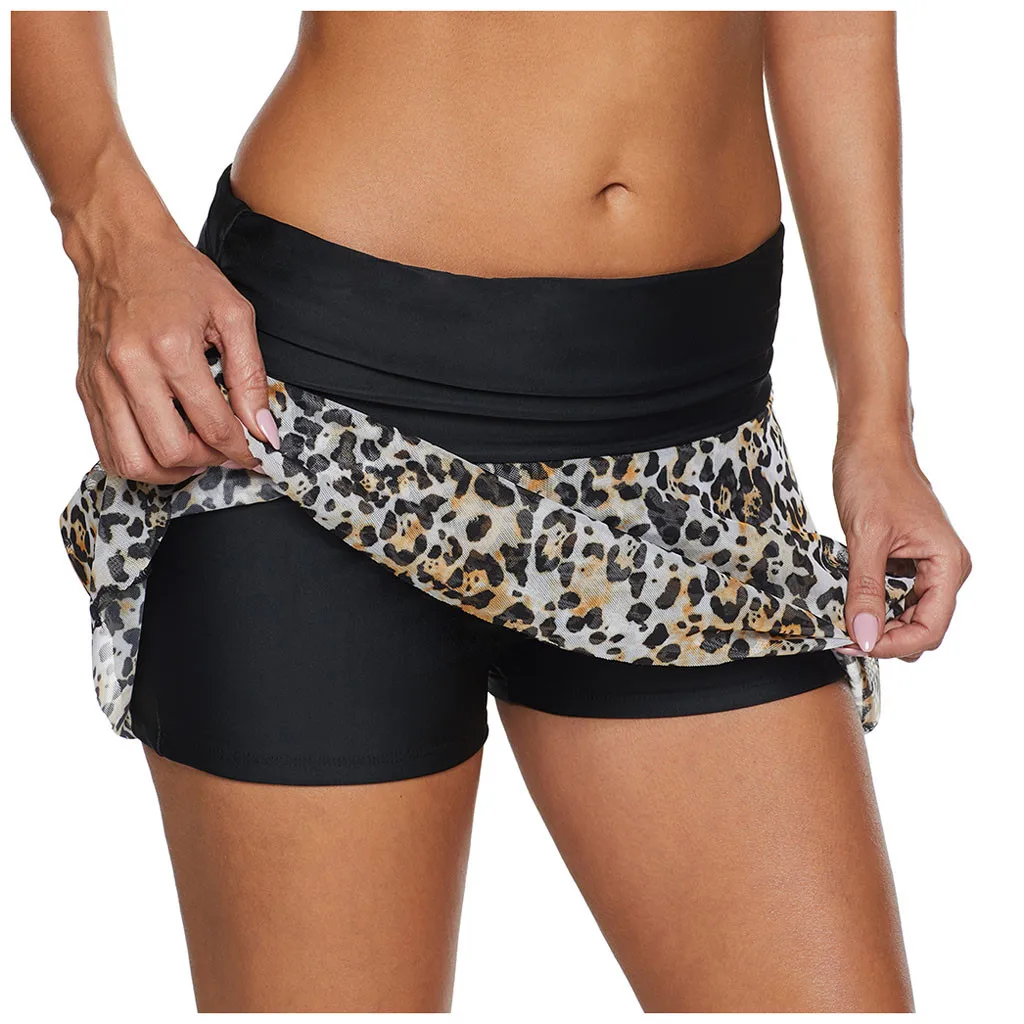Сексуальное леопардовое Сетчатое бикини с юбкой летнее нижнее белье размера