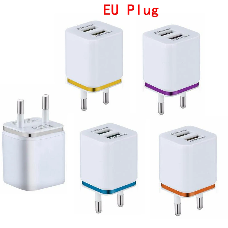 EU Plug 2USB зарядное устройство 2.1A мобильный телефон планшет путешествия компактный портативный быстрая зарядка Зарядка голова США ЕС штекер водонепроницаемый светодиодный зарядное устройство - Тип штекера: EU Plug