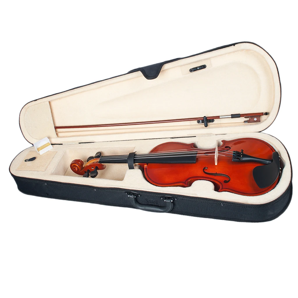 

Polished Solidwood Acoustic Natural Wooden Basswood Violin Fiddle With Carring Case Size 1/8 for Beginners Children