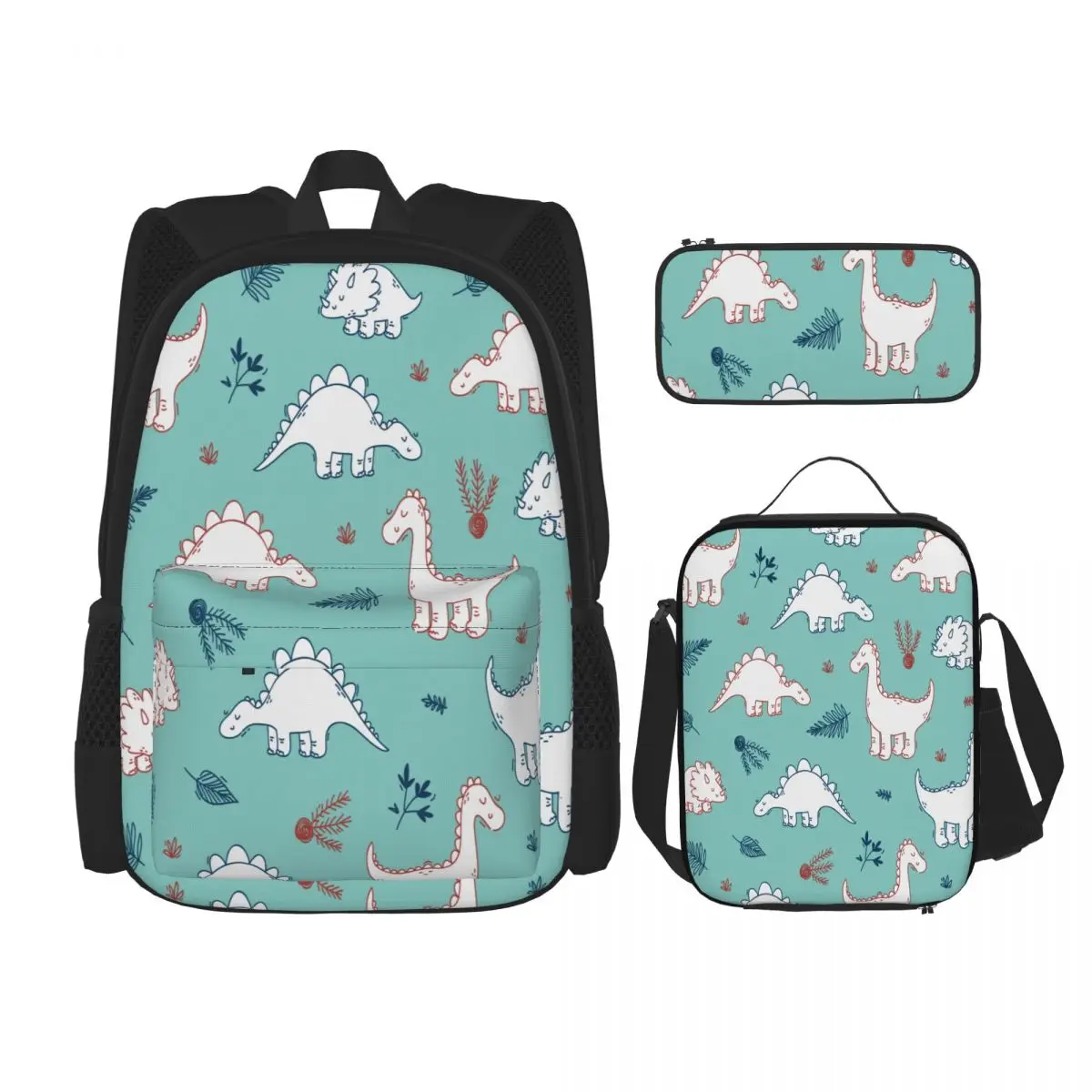 

Dinosaur Blue Print School Bag Set for Teenagers Girls Boys Student Travel Book Bag Kids Mochila