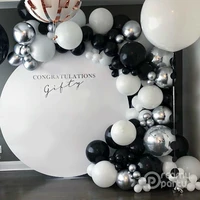 123pcs marble balloons garland kit chrome sliver black white balloon arch birthday wedding baby shower hollywood party decor