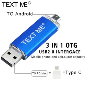 Флеш-накопитель TEXT ME OTG usb 2,0, 64 ГБ, 4 ГБ, 8 ГБ, 3 в 1, OTG Type c, 16 ГБ, 32 ГБ