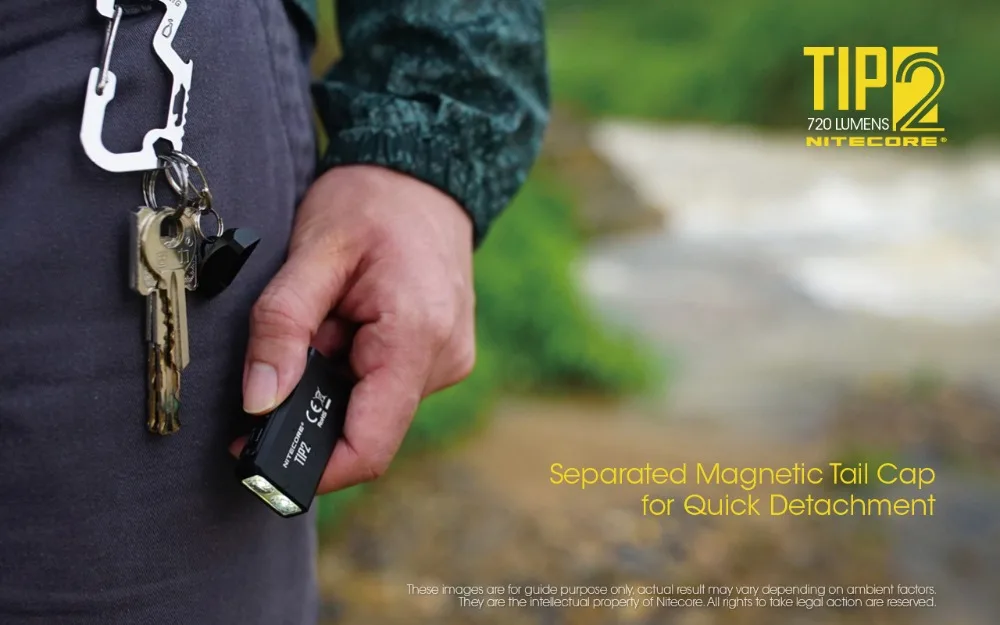 NITECORE TIP2 брелок флэш-светильник 720 люмен двухъядерный Магнитный светильник 2 светодиода