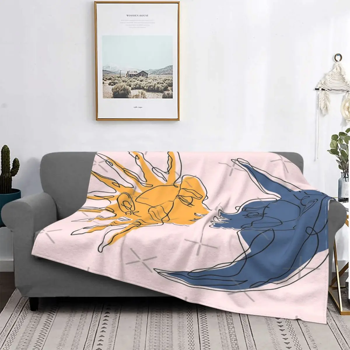 

Manta абстракта де Соль и луна, colcha a cuadros para cama, sofa, funda de muselina, toalla de playa de lujo
