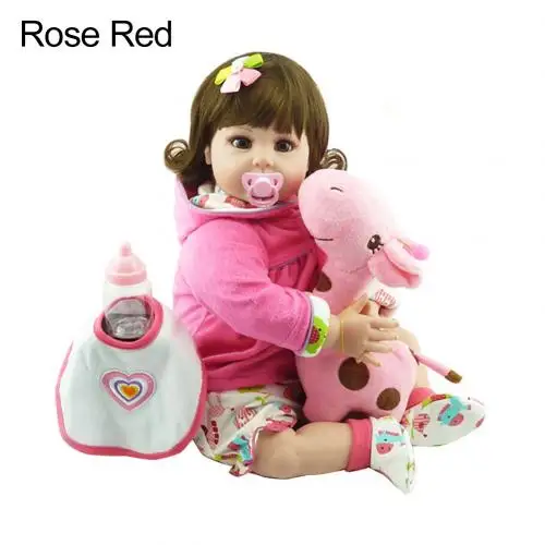 Rose Red 55 см Reborn для маленьких мальчиков и девочек кукла, винил силиконовые дети сопровождать игрушка детский подарок, новинка - Цвет: Rose Red