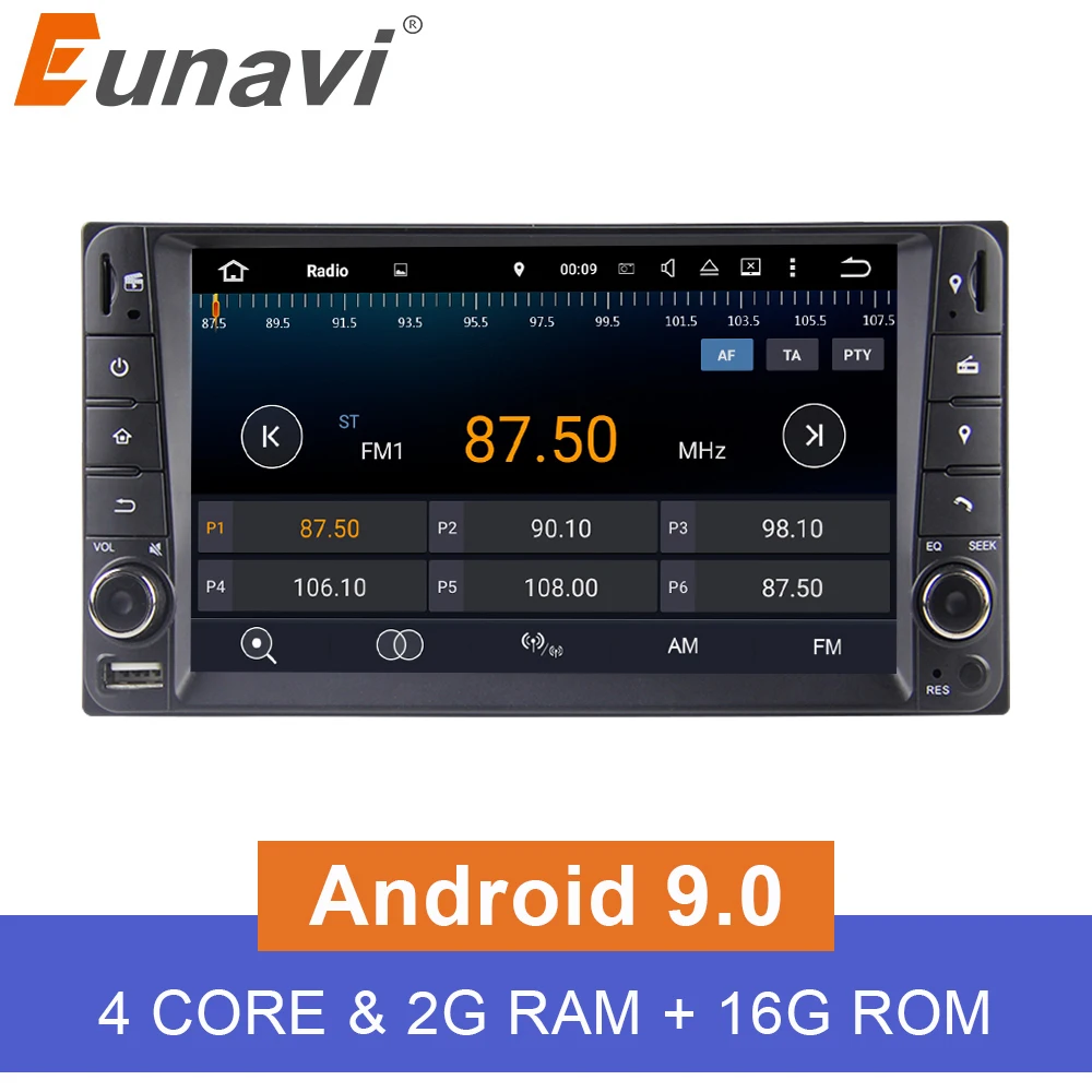 Автомобильный dvd-плеер Eunavi 2 din Android 9 0 четыре ядра Гб ОЗУ для Toyota Hilux VIOS Old Camry Prado RAV4