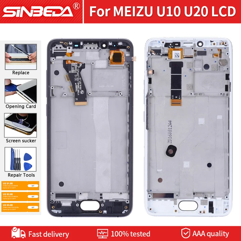 Оригинальный ЖК дисплей в сборе для Meizu U20 U10 сенсорный экран дигитайзер с рамкой