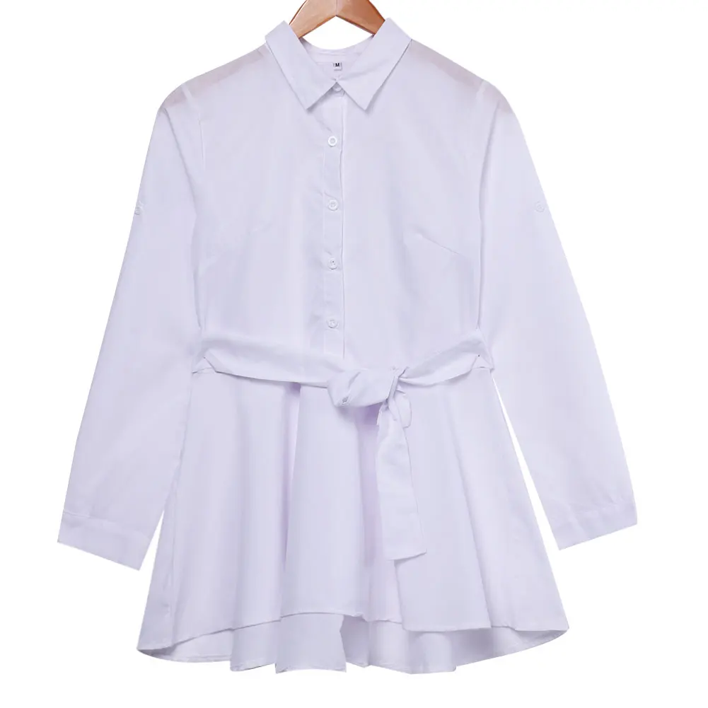 Женская белая блузка с длинным рукавом и V-образным вырезом | одежда