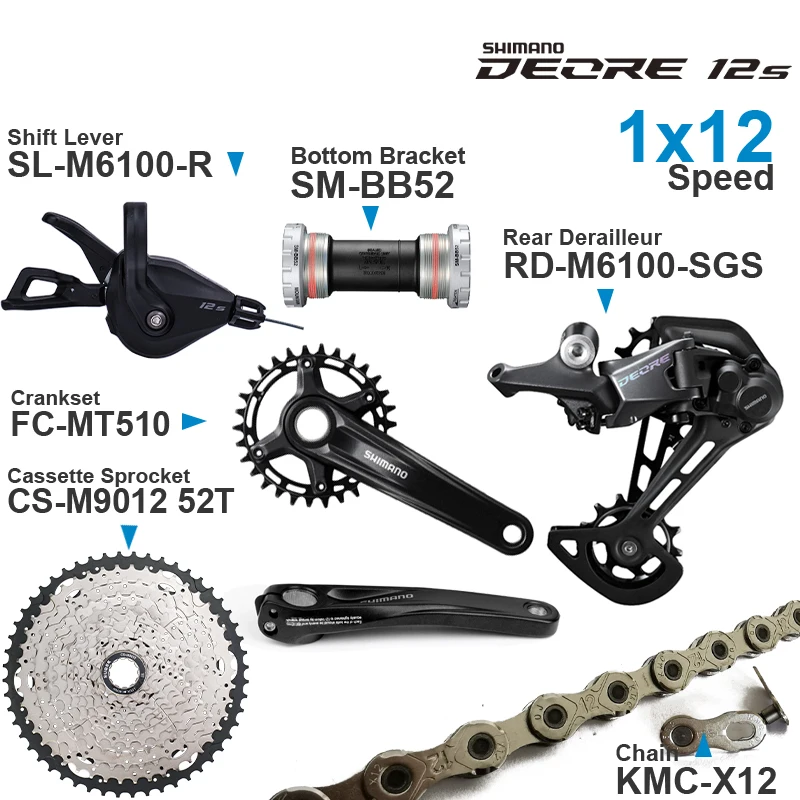 Переключатель передач SHIMANO DEORE M6100 12 Скоростей задняя цепь кривошипная система MT510