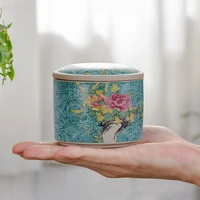 enamel ceramic storage jar tea caddy tea pot ceramic sealed pot moisture proof storage jar household retro tea box chinese style