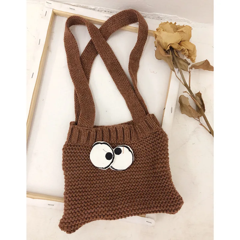 Детская вязаная сумка Корейская мультяшная сумка-мессенджер с большими глазами