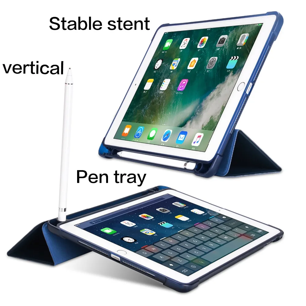 For new ipad 2017 2018 model Case with Pencil Holder Slim Protective Smart Cover for iPad case Funda 9. 7"+screen protector |