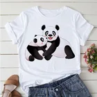 Женская футболка с милым принтом панды, футболка с мультяшным принтом, одежда, топы, повседневные футболки, белые женские футболки с коротким рукавом, лето 2022