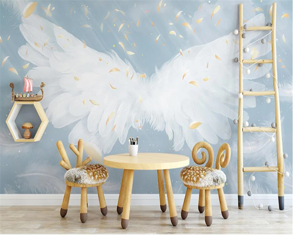 

beibehang Customized new white feather wings wallpaper living room TV background wallpaper wall papers home decor papier peint