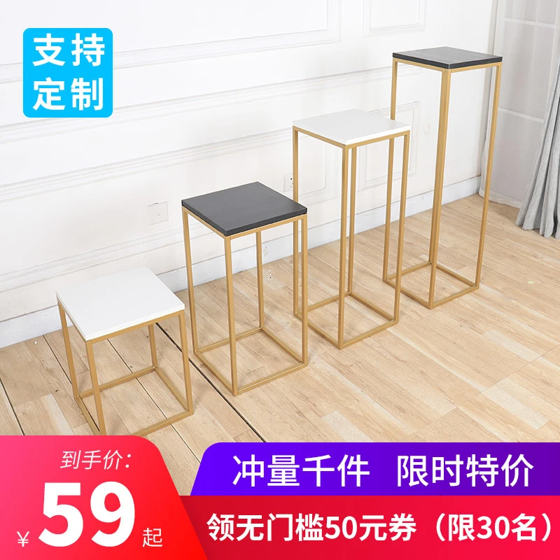 Стеллаж для цветов M001 металлическая подставка в стиле ретро золотисто зеленого