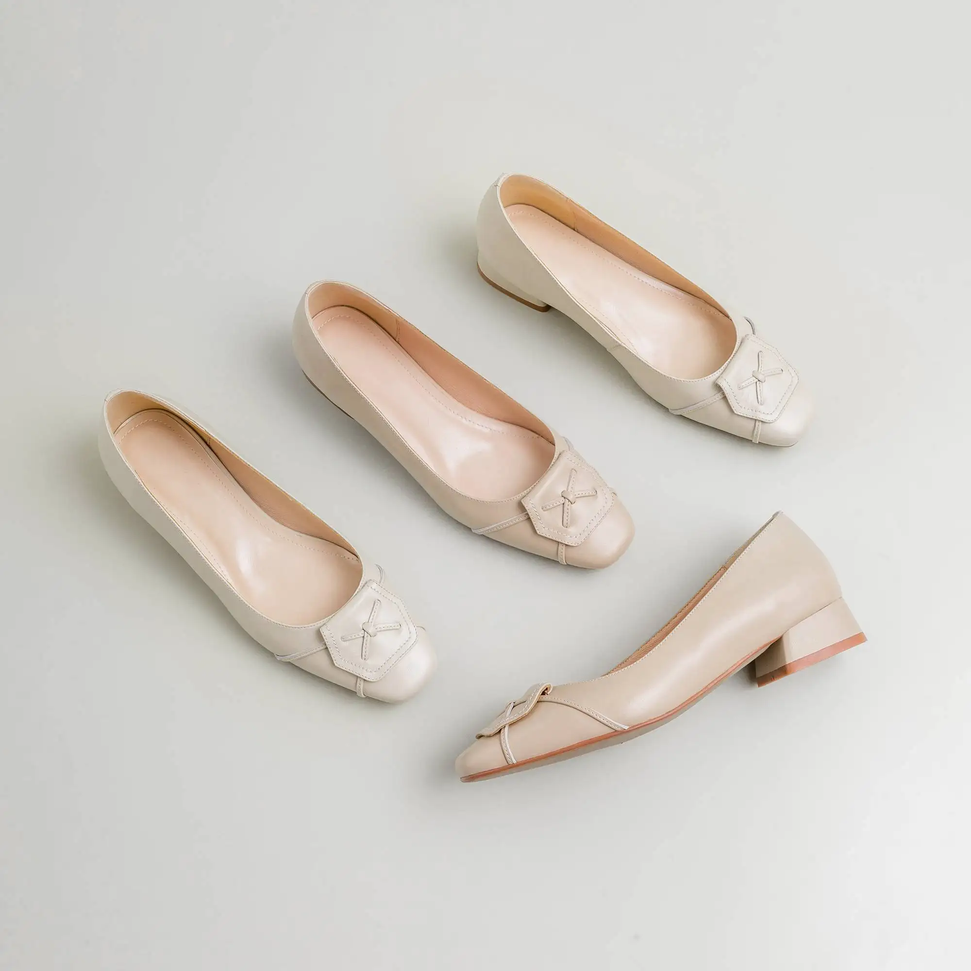 

superstar 2020 cow leather round toe med heel women pumps slip on shallow comfortable concise office lady spring lazy shoes L13