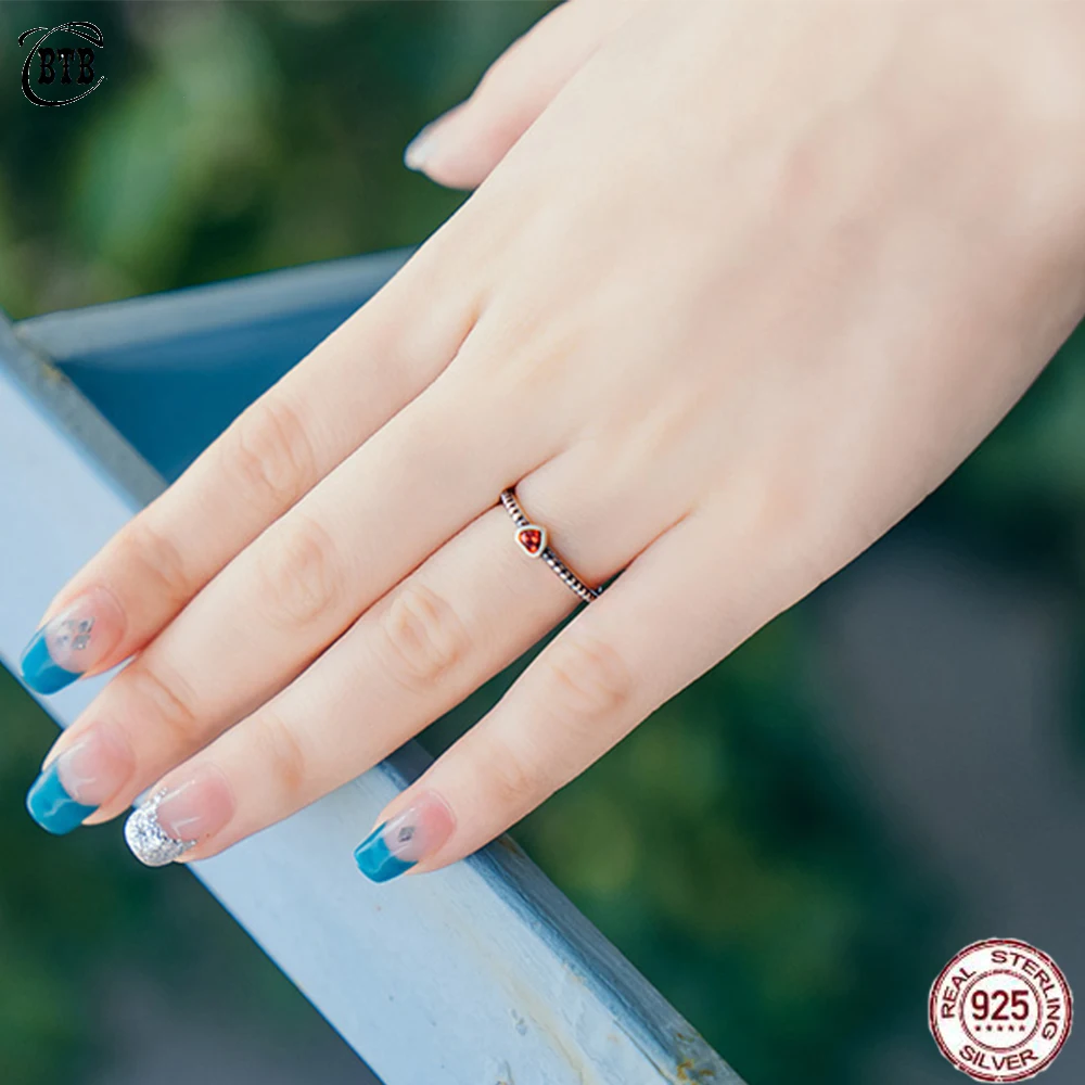 Женское Винтажное кольцо из серебра 100% пробы с красным фианитом|Кольца| |