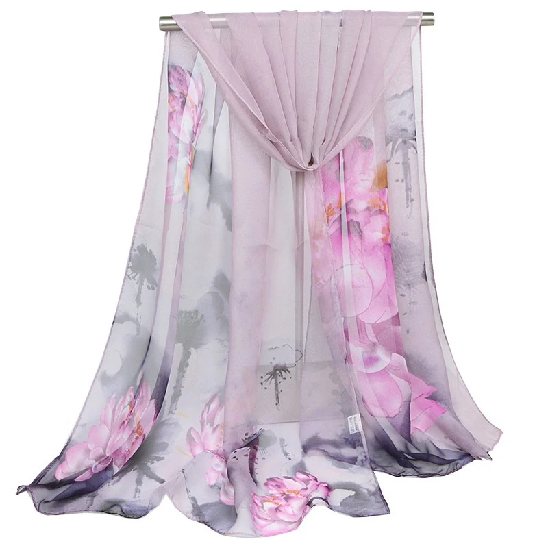 Новые шарфы с рисунком лотоса женская тонкая длинная шаль шарф Женский Осенний