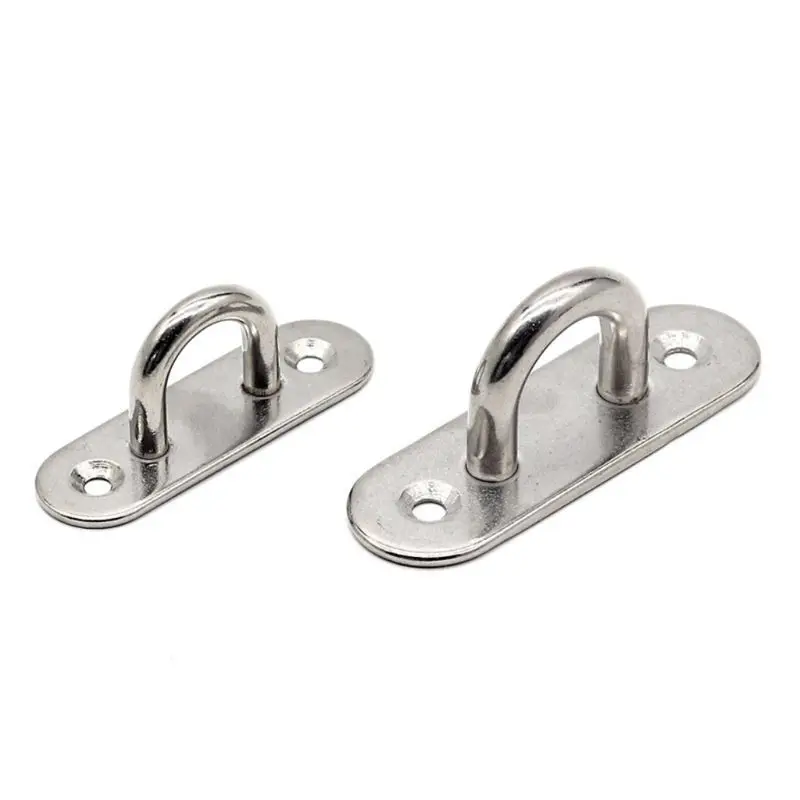 

2pcs 304 Stainless Steel Oval Pad Eye Plate Marine Hardware Deck U-shaped Hook Loop F2TC