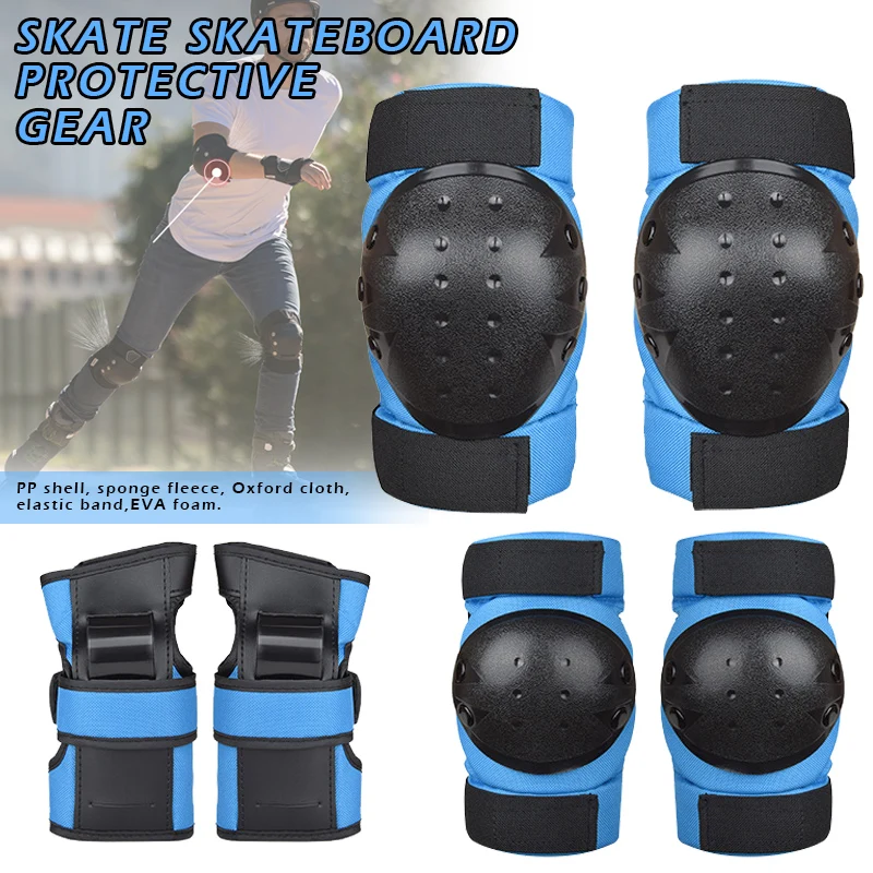 

Newly Kids Adults Knee and Elbow Pads with Wrist Guards Protective Gear Set Skateboard Protective Gear 6pcs Set