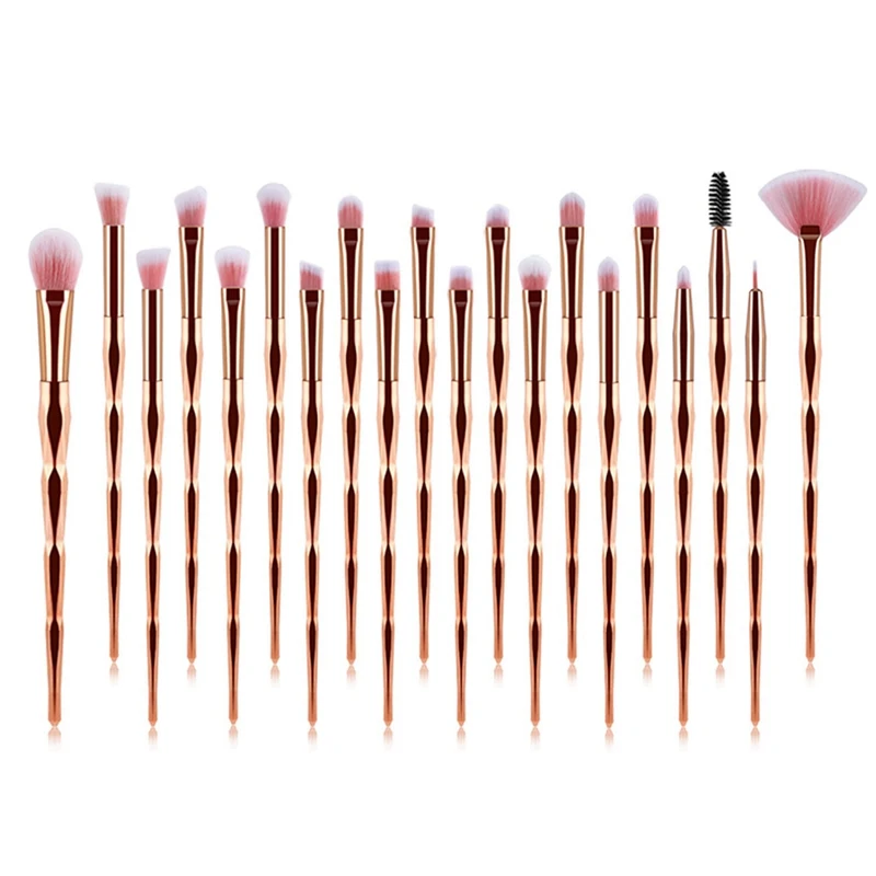 

20Pcs Eye Makeup Brushes Rose Gold Eyeshadow Makeup Brushes Set with Soft Nylon Hairs Rubber Handle for Eyeshadow